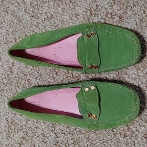 Lilly Pulitzer Green Leather Driving Loafers